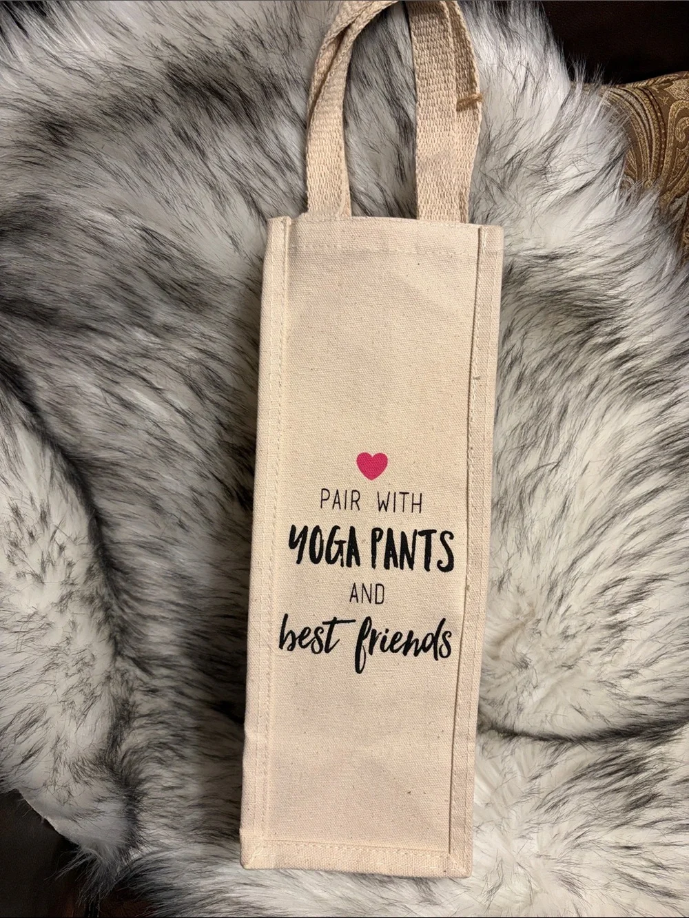 Reusable Novelty canvas Wine Bag - Cream.